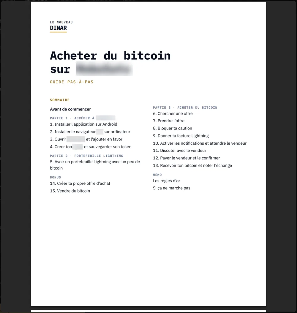 Première page d'un guide PDF pas-à-pas de la formation